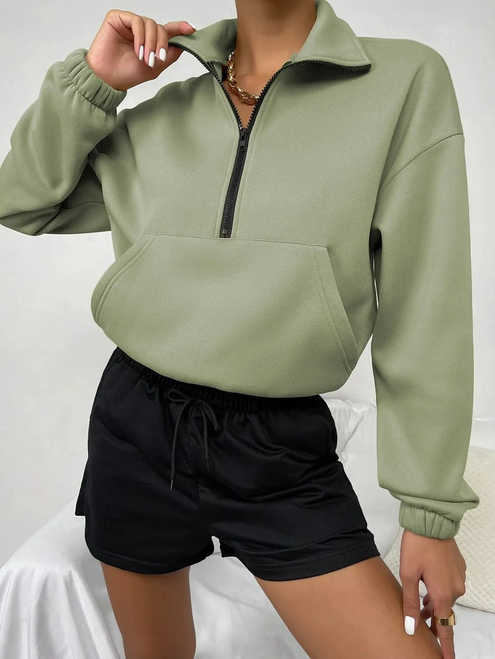 Paulina | Dames Trui met Fleece β Losse Pasvorm β Zip Front
