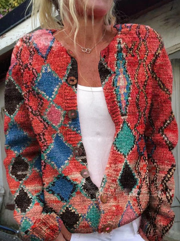 Zoey | Warme Gebreid Dames Vest Met Bloemenprint