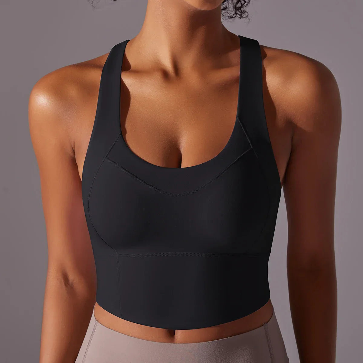 Melanie | Ademende Stretch Sportbh met Racerback en Scoop Neck