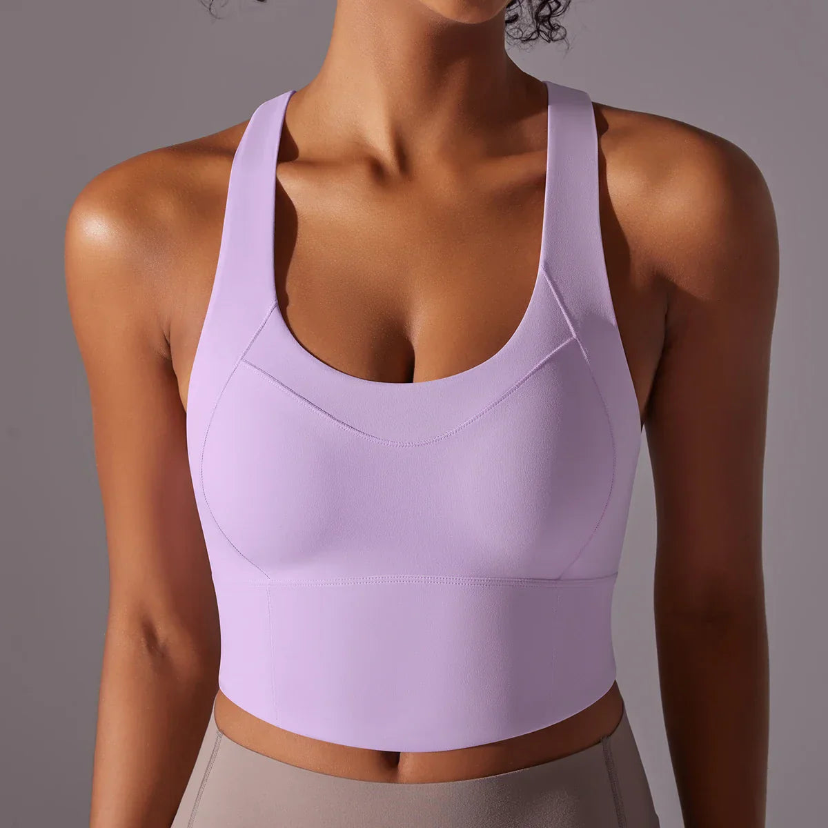 Melanie | Ademende Stretch Sportbh met Racerback en Scoop Neck