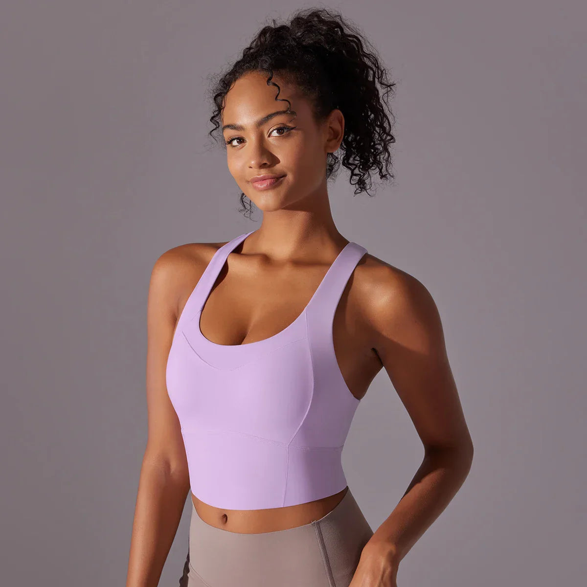 Melanie | Ademende Stretch Sportbh met Racerback en Scoop Neck