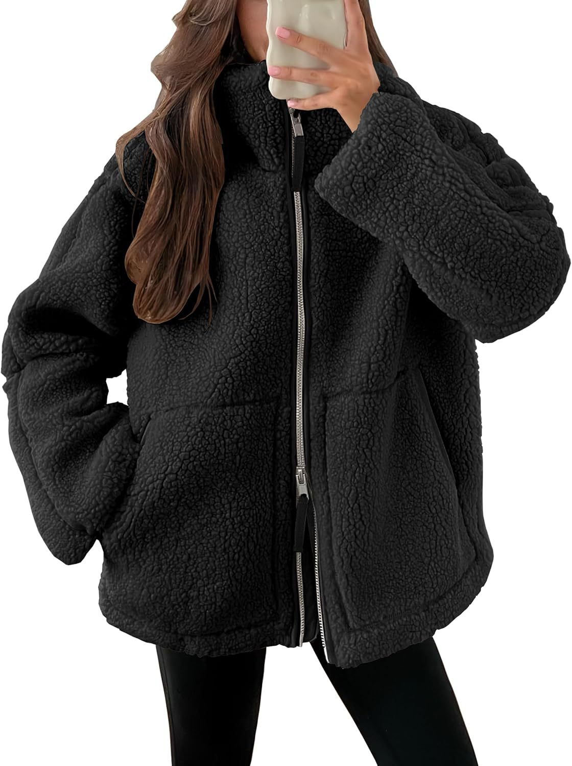 Curille | Oversized Teddy Fleece Jas met Opstaande Kraag