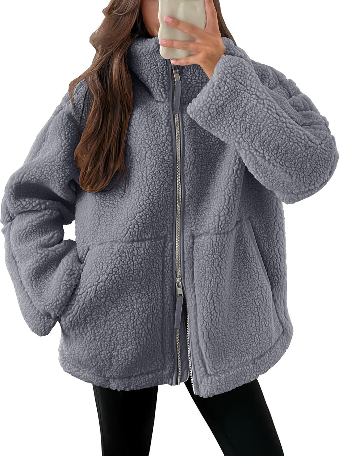 Curille | Oversized Teddy Fleece Jas met Opstaande Kraag