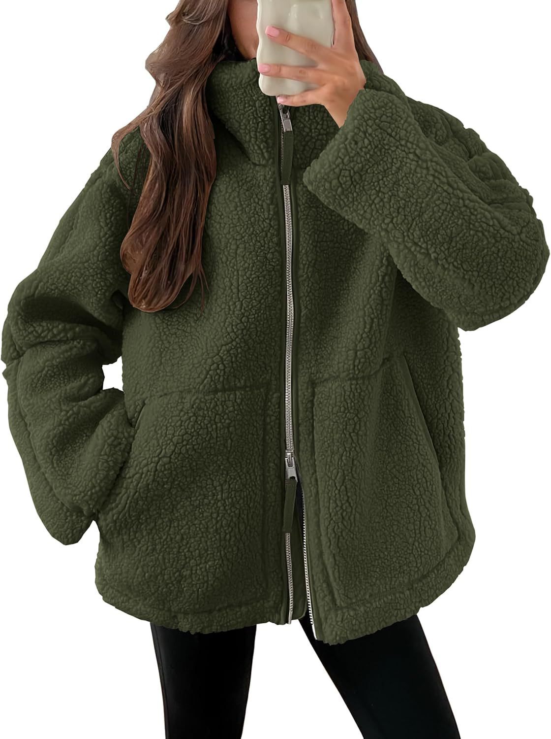 Curille | Oversized Teddy Fleece Jas met Opstaande Kraag