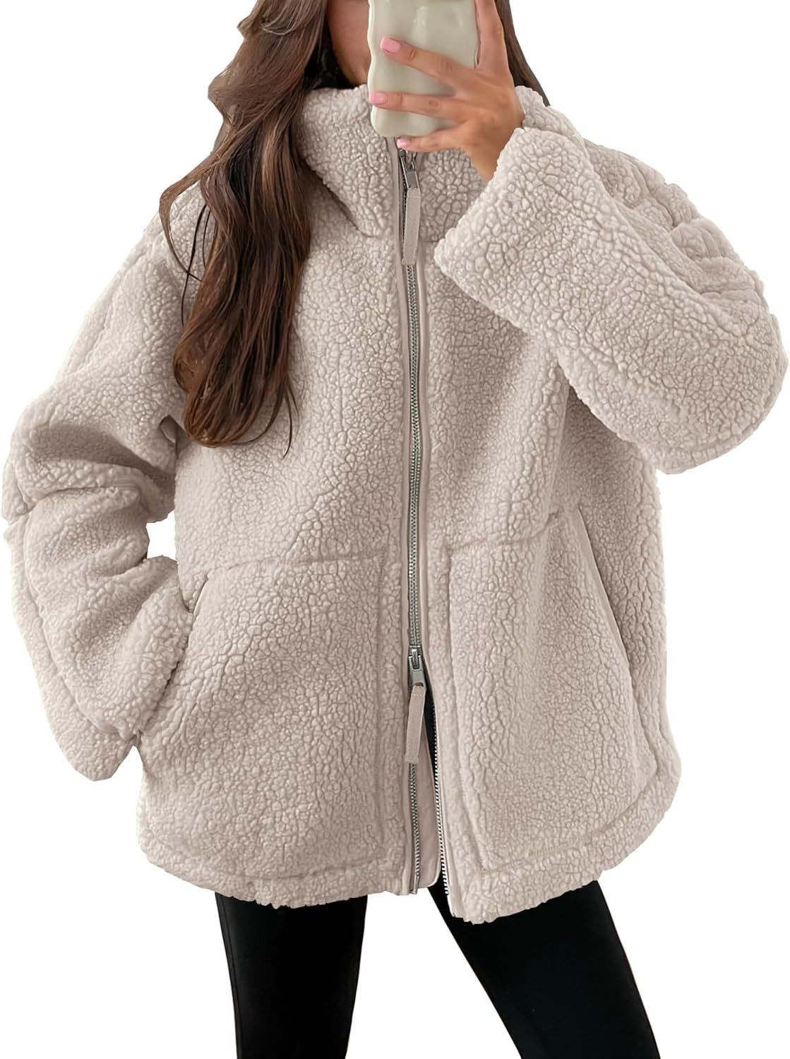 Curille | Oversized Teddy Fleece Jas met Opstaande Kraag