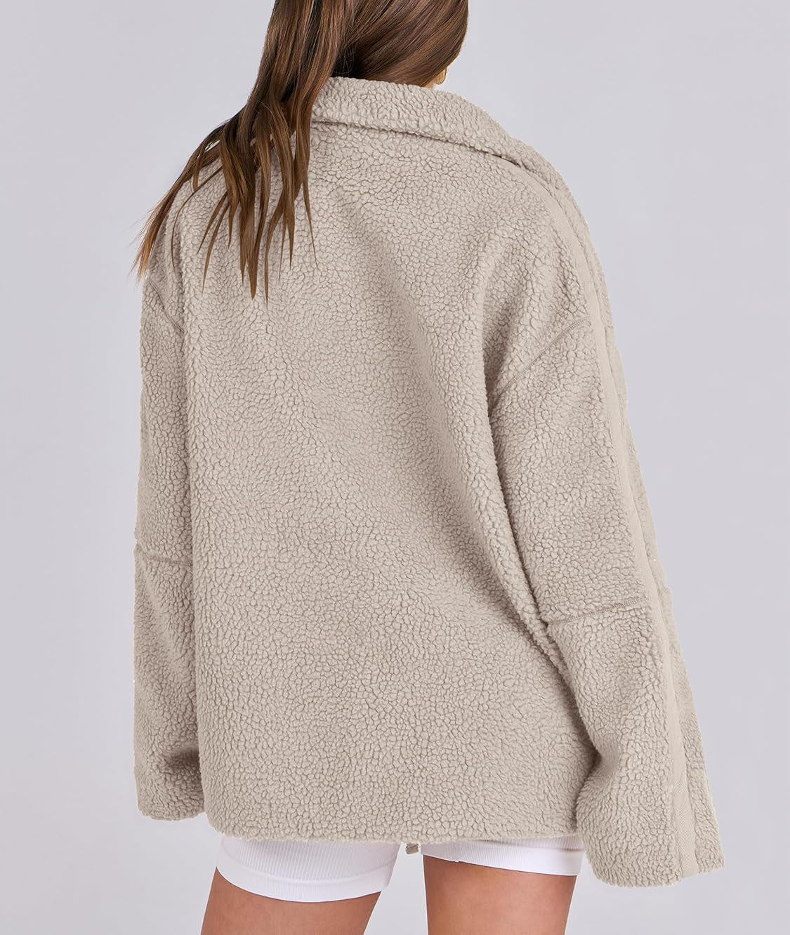 Curille | Oversized Teddy Fleece Jas met Opstaande Kraag