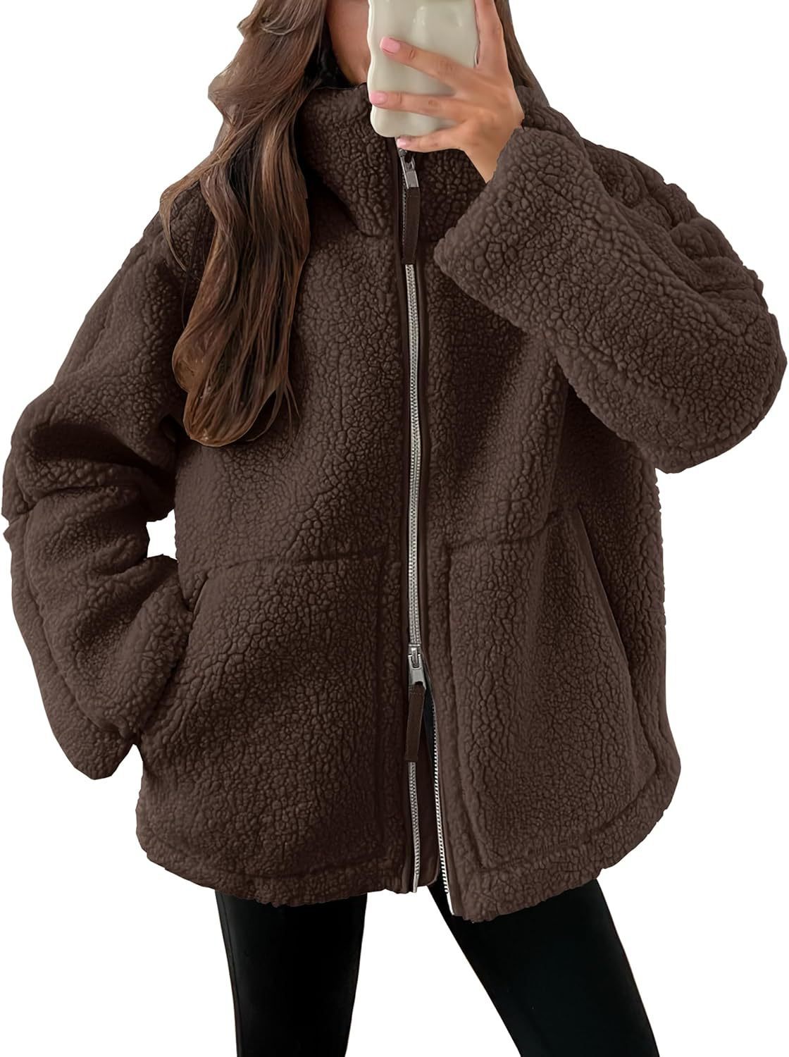 Curille | Oversized Teddy Fleece Jas met Opstaande Kraag