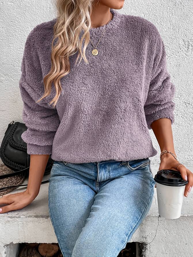 PEGGY | Teddy Fleece Sweater Met Relaxed Fit