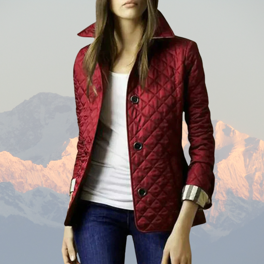Gloria | Dames Gewatteerde Jas – Getailleerde Pasvorm – Diamantpatroon