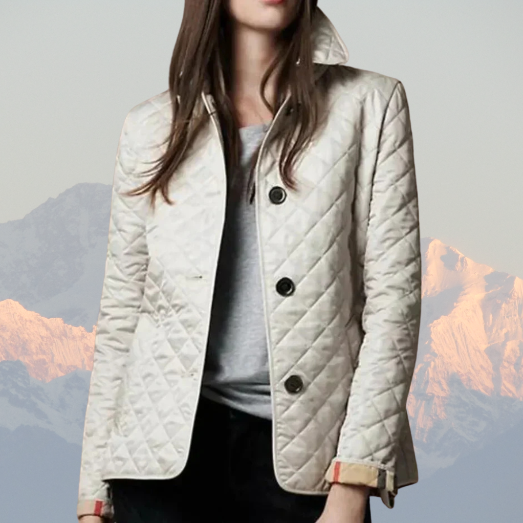 Gloria | Dames Gewatteerde Jas – Getailleerde Pasvorm – Diamantpatroon