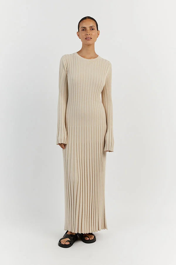Merida | Elegante Gebreide Jurk met Lange Mouwen