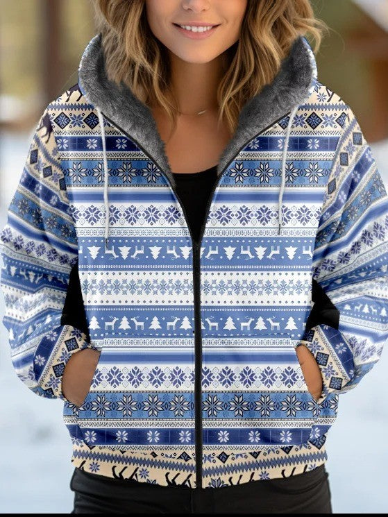 Mila | Dames Winterjas met Ethnic Print en Fleece