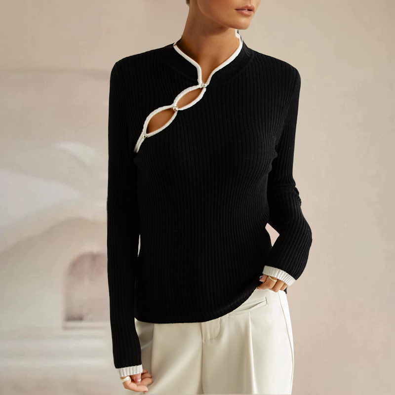 Nanda | Ribgebreide Dames Top Met Cut-Out Detail