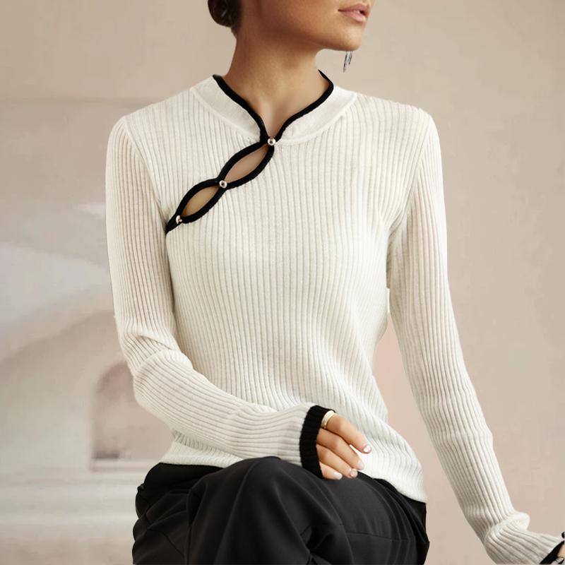 Nanda | Ribgebreide Dames Top Met Cut-Out Detail