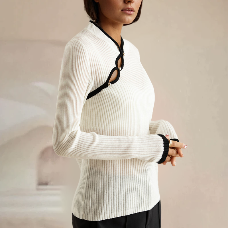 Nanda | Ribgebreide Dames Top Met Cut-Out Detail