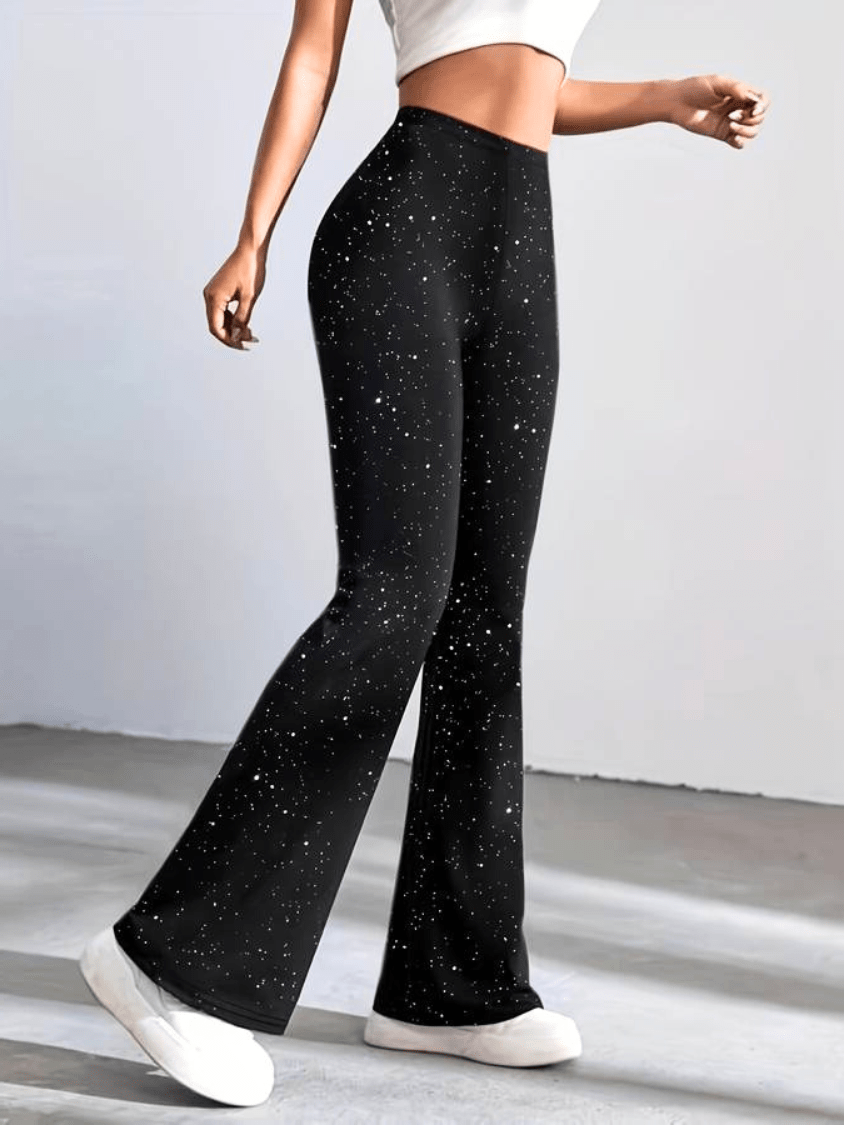 PIP | Flared Broek met Glamoureuze Glitterstof
