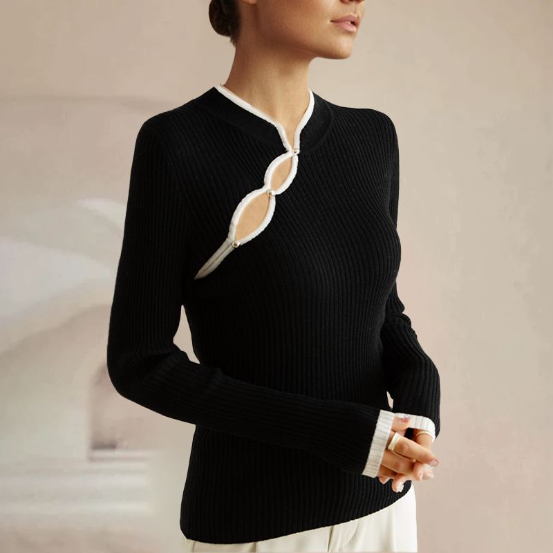 Nanda | Ribgebreide Dames Top Met Cut-Out Detail
