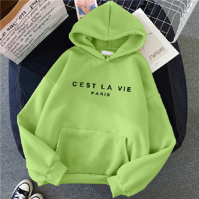 Layla | Dames Losse Fit Hoodie Katoen 'C'est La Vie' Print