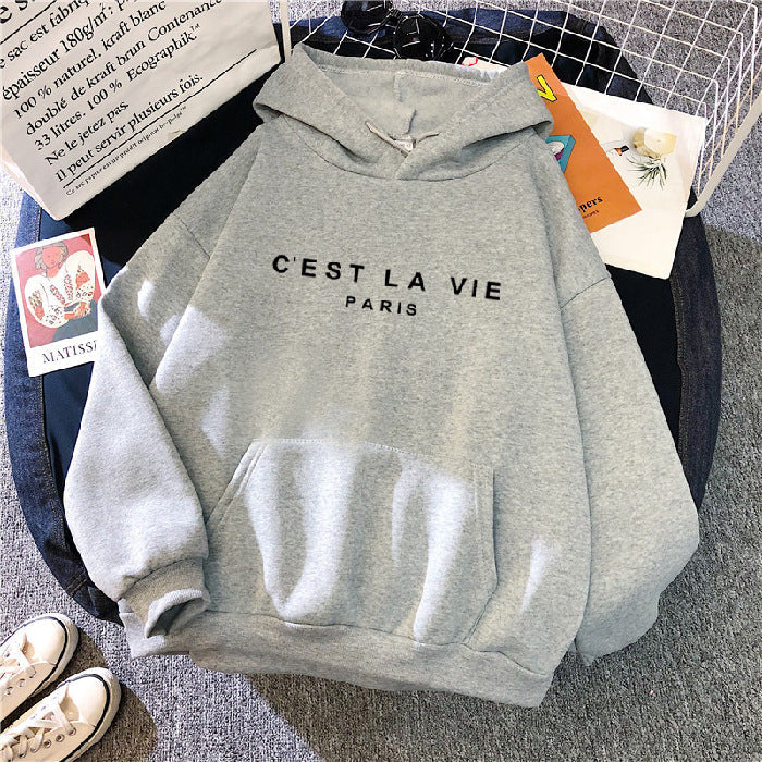 Layla | Dames Losse Fit Hoodie Katoen 'C'est La Vie' Print