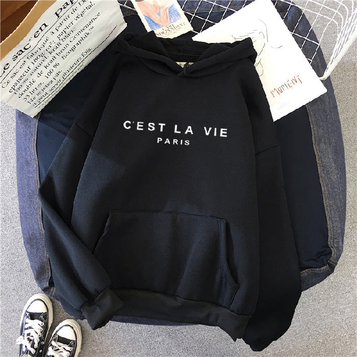 Layla | Dames Losse Fit Hoodie Katoen 'C'est La Vie' Print