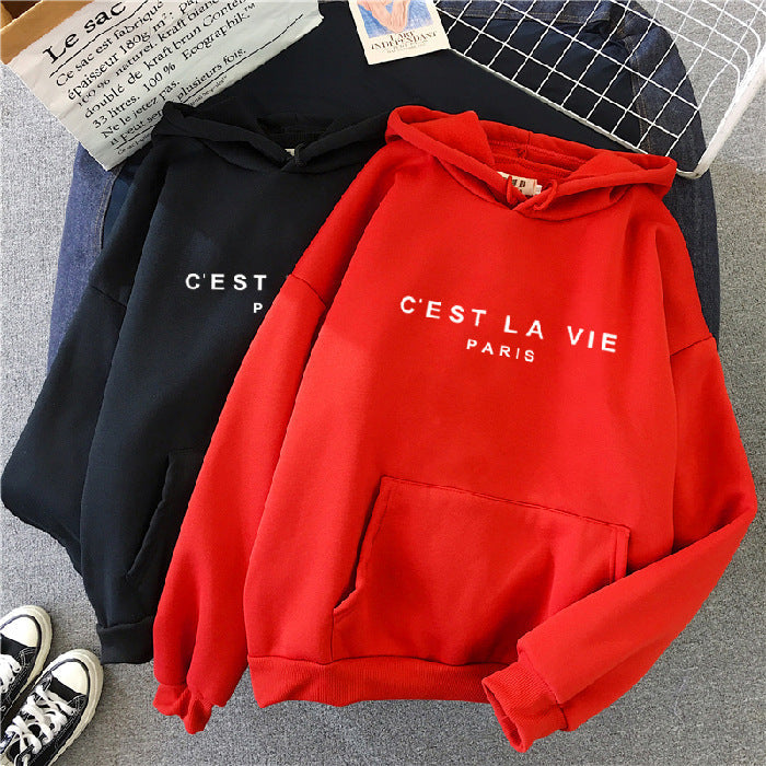 Layla | Dames Losse Fit Hoodie Katoen 'C'est La Vie' Print