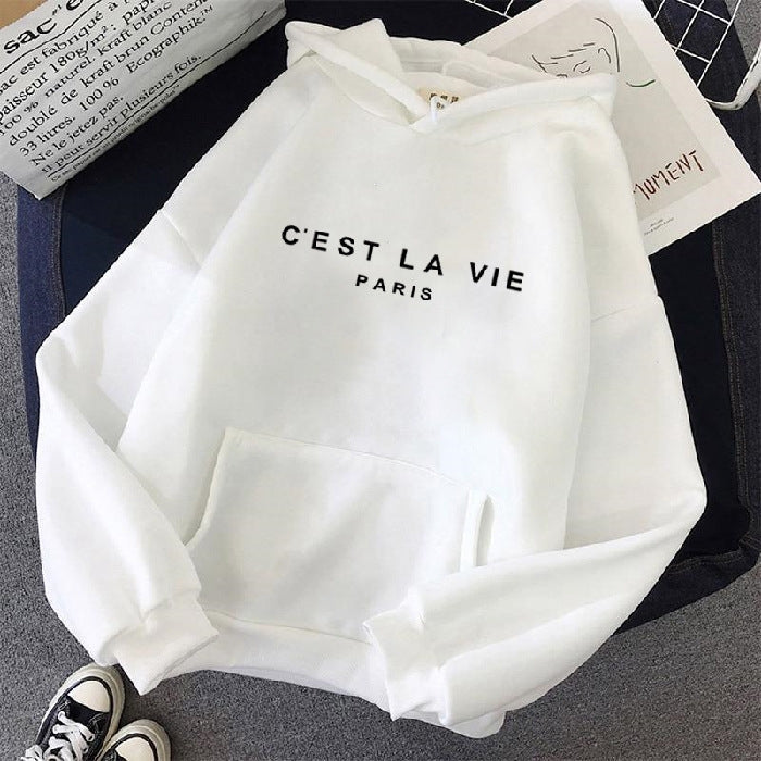 Layla | Dames Losse Fit Hoodie Katoen 'C'est La Vie' Print