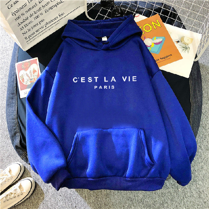 Layla | Dames Losse Fit Hoodie Katoen 'C'est La Vie' Print