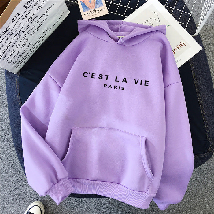 Layla | Dames Losse Fit Hoodie Katoen 'C'est La Vie' Print