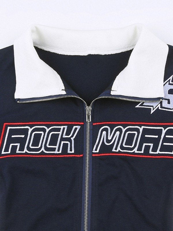 Billie | Crop Moto-jack in Stretchstof met Logo