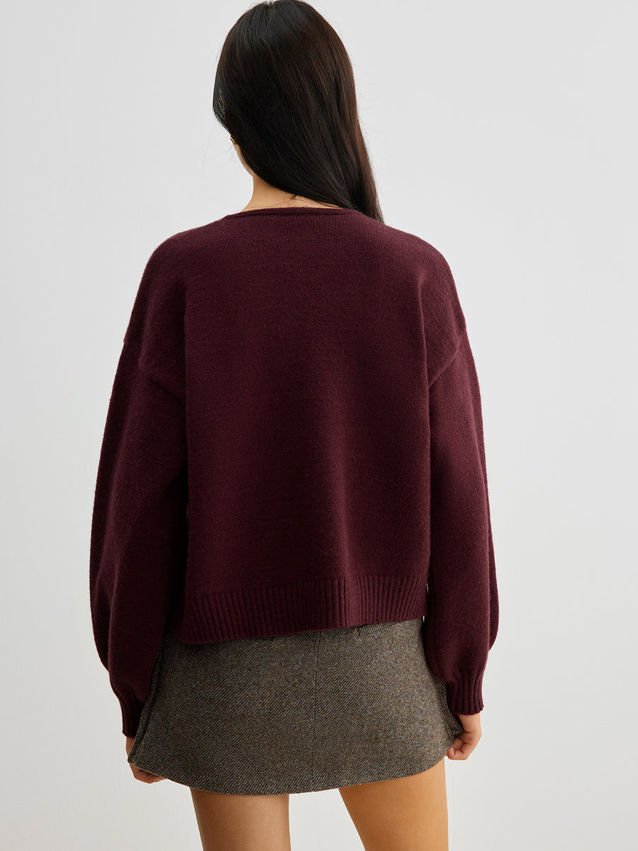 Lucille | Dames gebreide herfst trui met strik