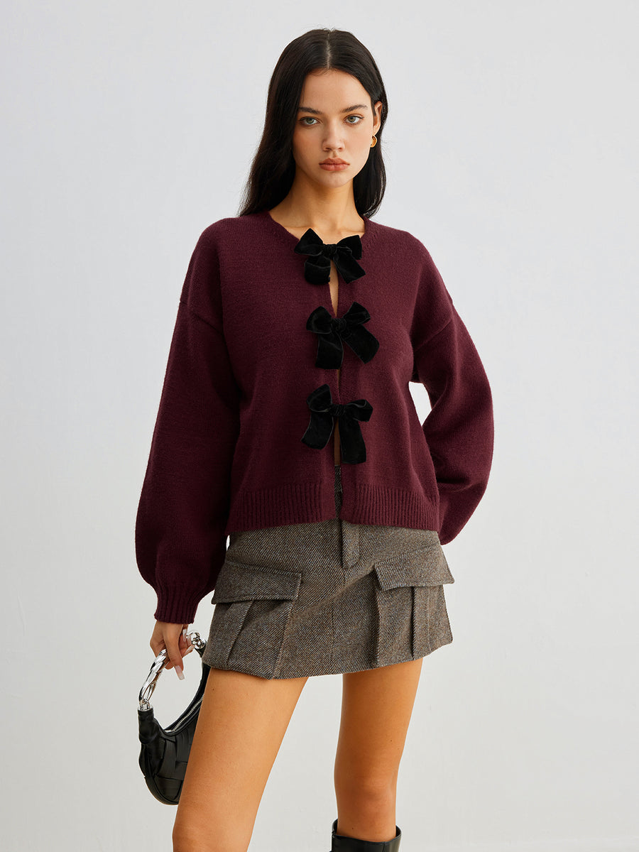 Lucille | Dames gebreide herfst trui met strik