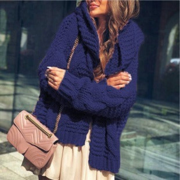 Lina | Dames Cardigan – Wolmix – Grof Kabelbreiwerk Oversized
