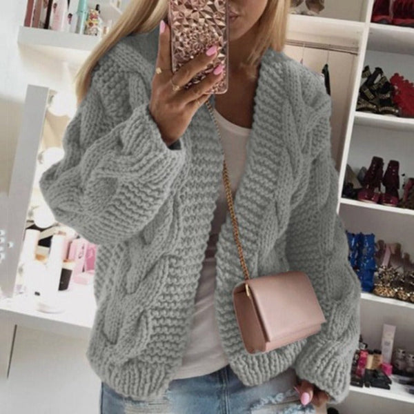 Lina | Dames Cardigan – Wolmix – Grof Kabelbreiwerk Oversized