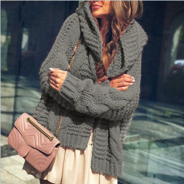 Lina | Dames Cardigan – Wolmix – Grof Kabelbreiwerk Oversized