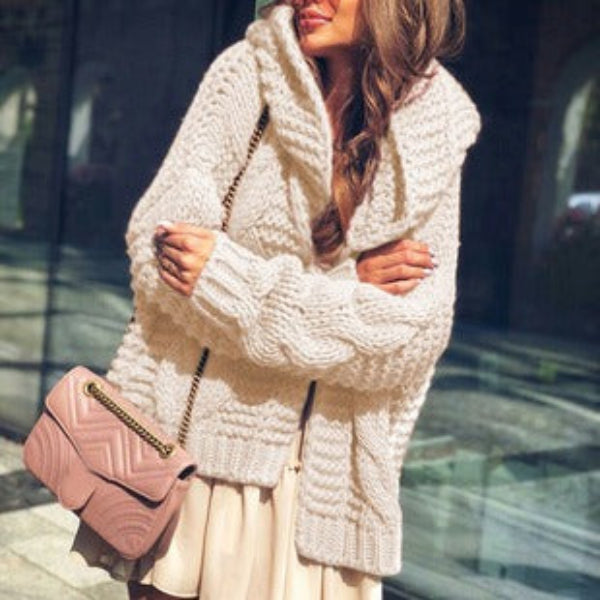 Lina | Dames Cardigan – Wolmix – Grof Kabelbreiwerk Oversized
