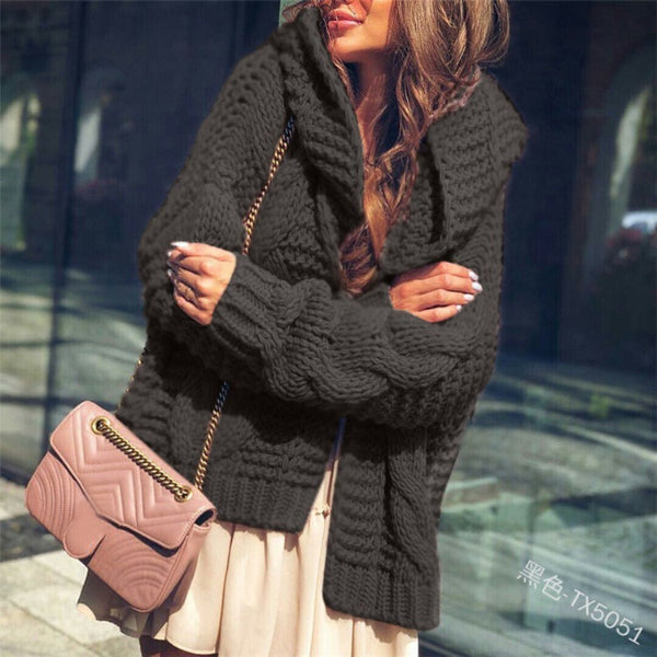 Lina | Dames Cardigan – Wolmix – Grof Kabelbreiwerk Oversized