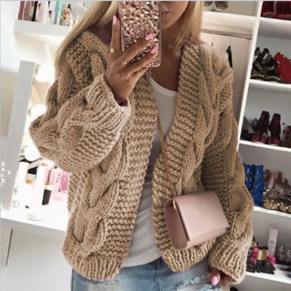 Lina | Dames Cardigan – Wolmix – Grof Kabelbreiwerk Oversized