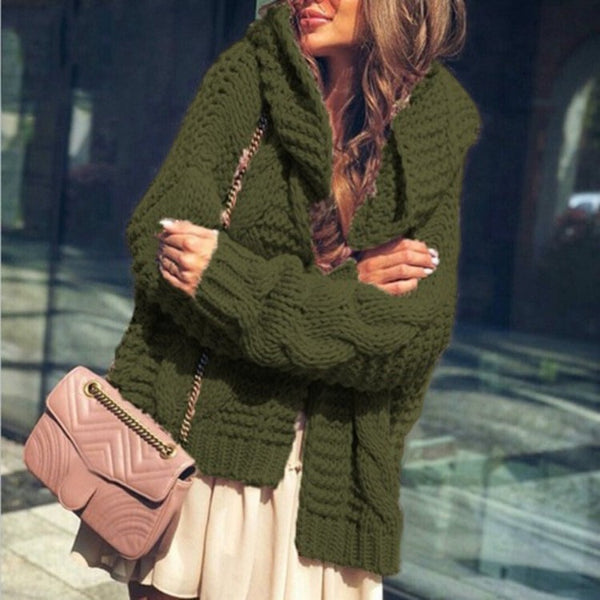 Lina | Dames Cardigan – Wolmix – Grof Kabelbreiwerk Oversized