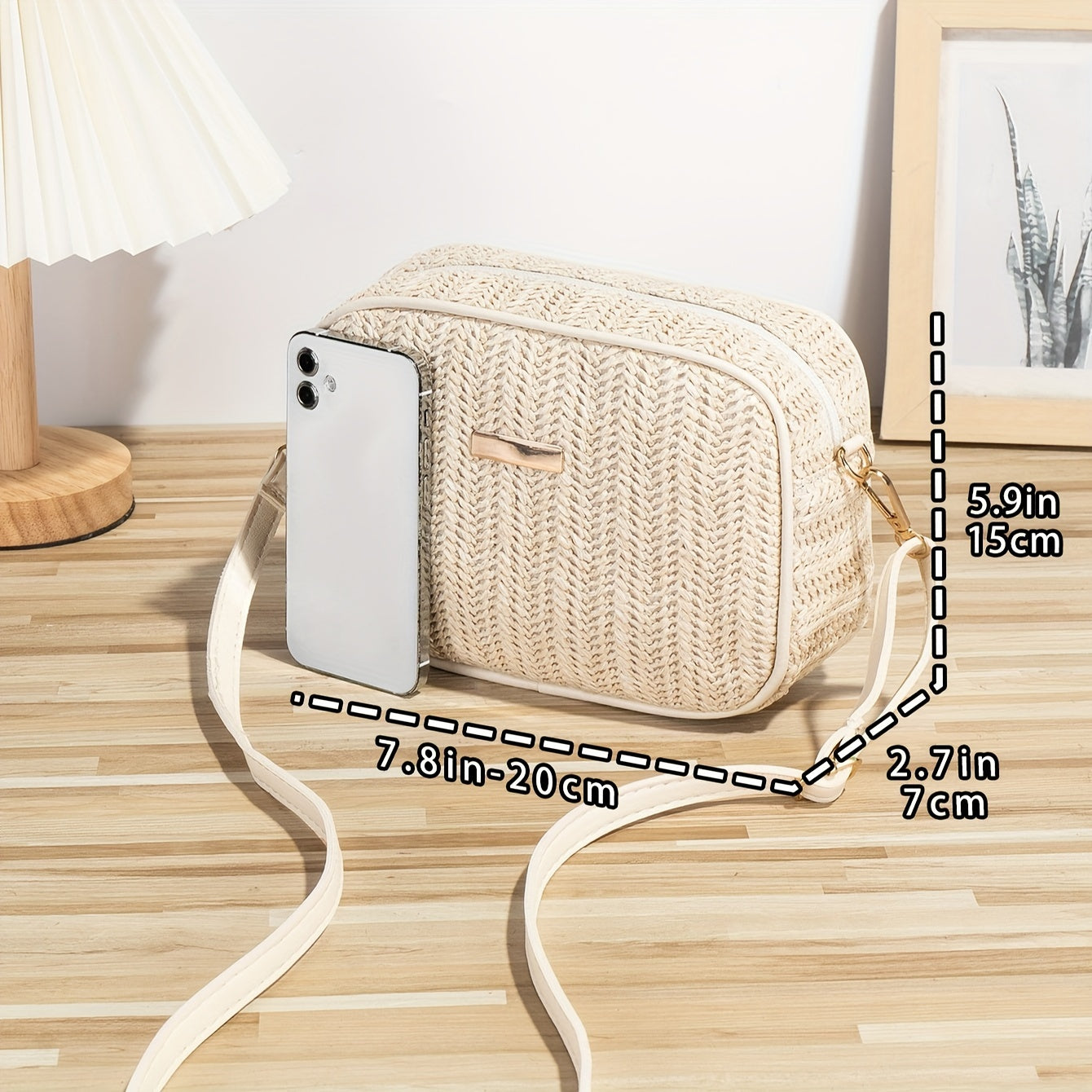 Gia | Geweven Crossbody Tas – Zomerse Raffia Schoudertas