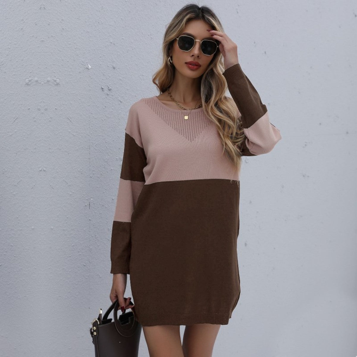 Belia | Chique Gebreide Colorblock Jurk | Julie Mae