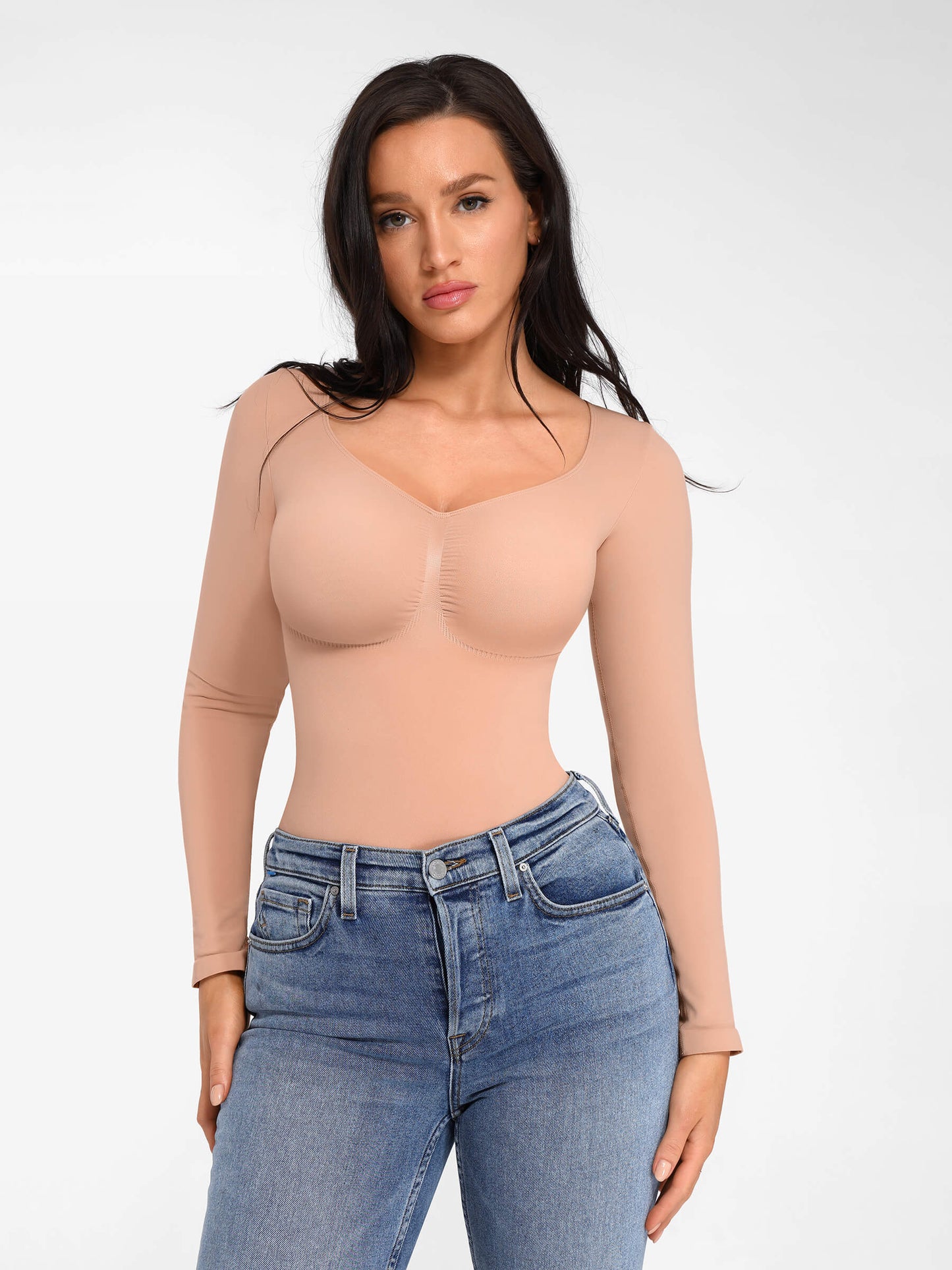 Tammy | Naadloze Bodysuit Lange Mouw Beige