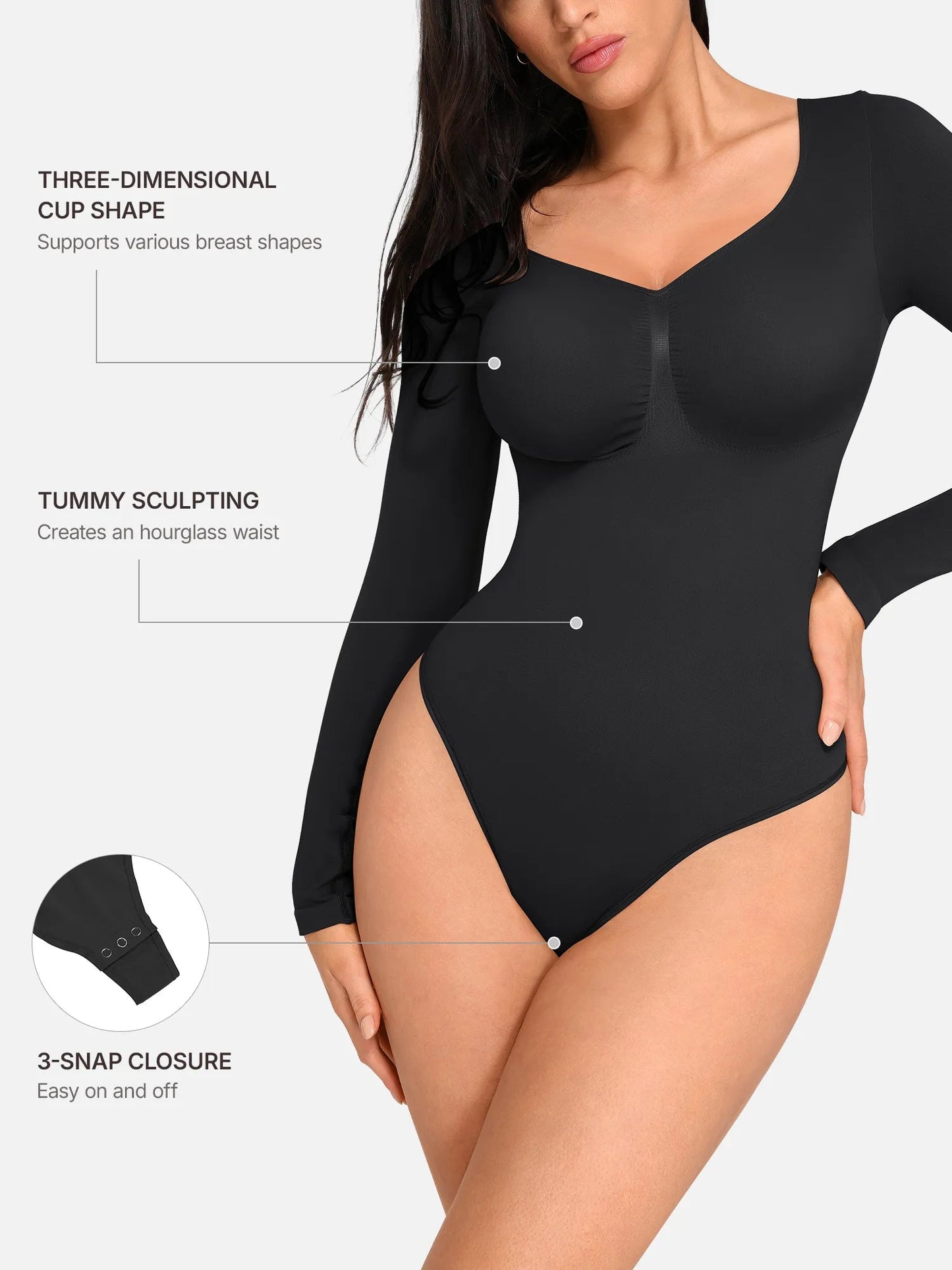 Tammy | Naadloze Bodysuit Lange Mouw Beige
