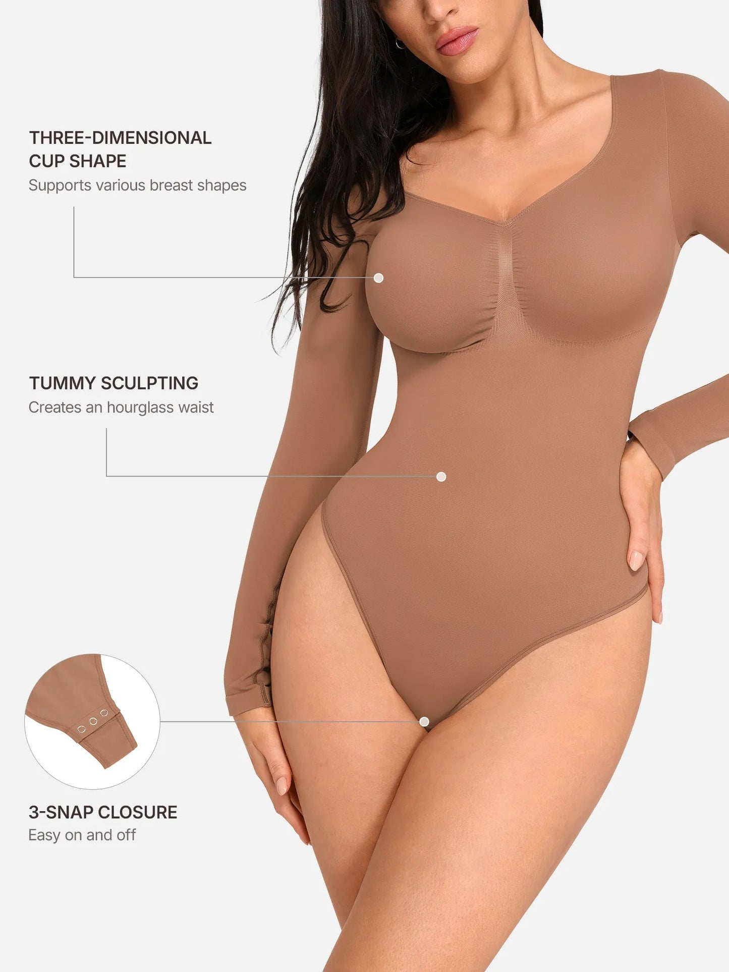 Tammy | Naadloze Bodysuit Lange Mouw Beige