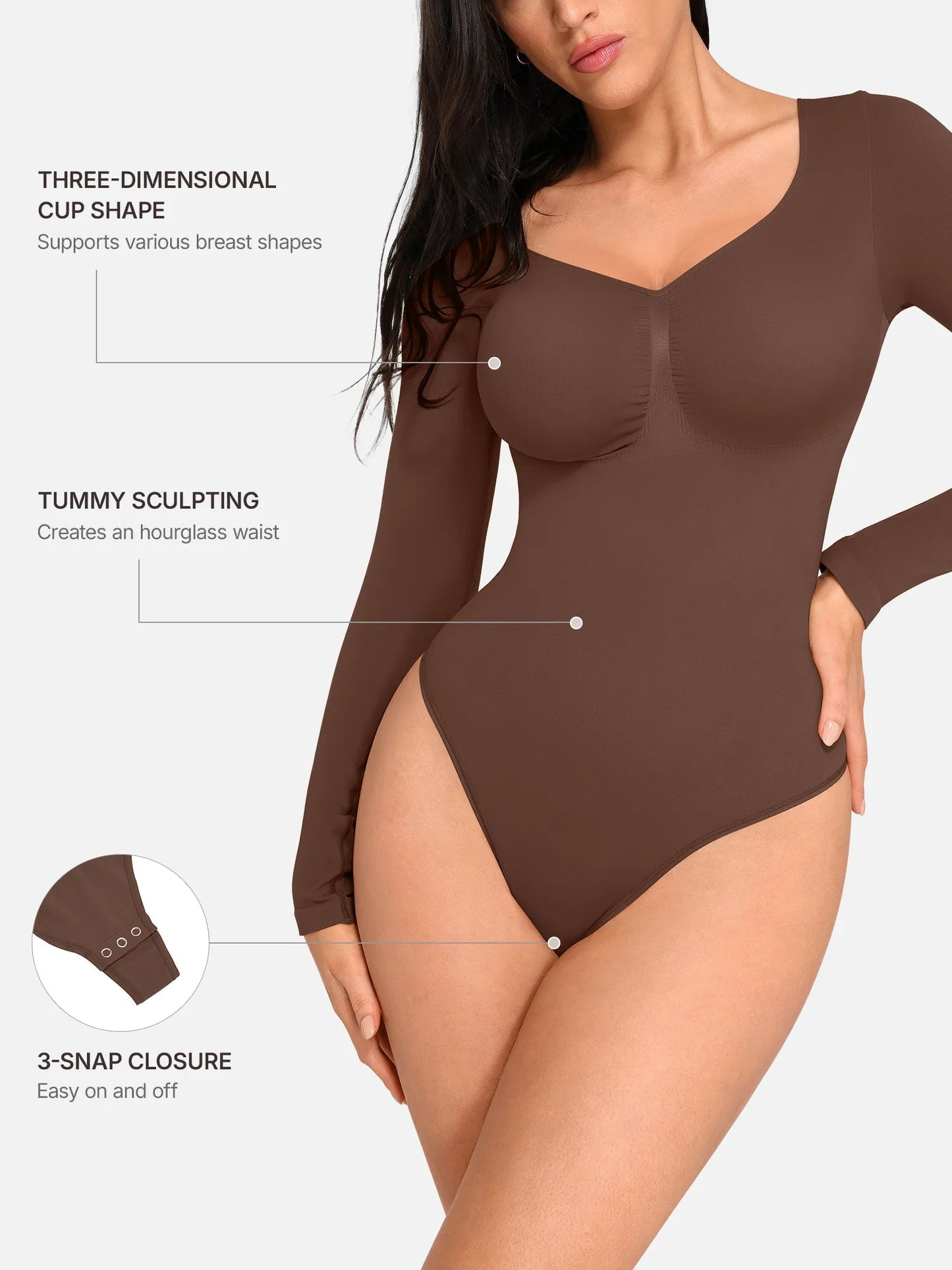 Tammy | Naadloze Bodysuit Lange Mouw Beige