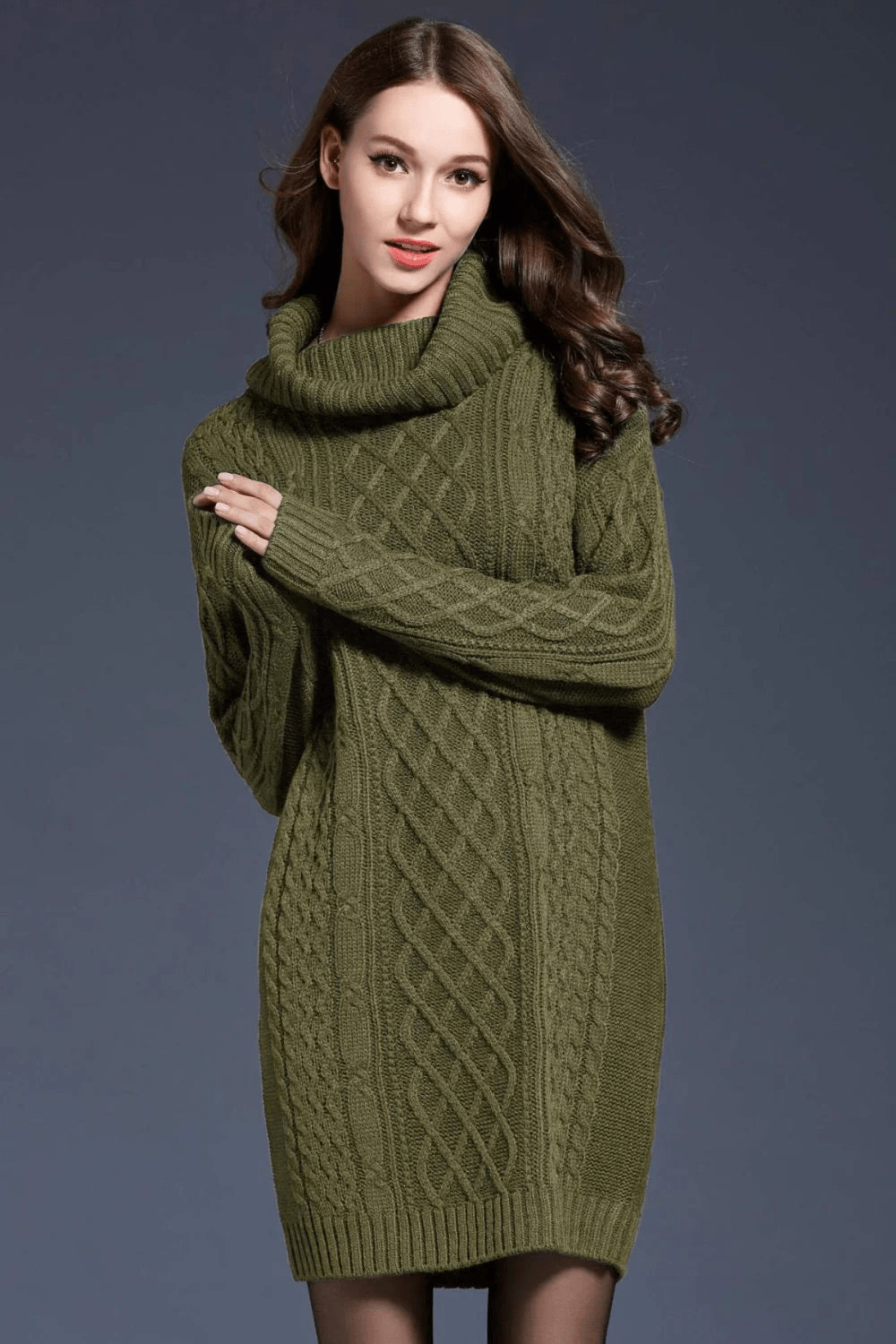 Talia | Gebreide Sweater Jurk | Dames Coltrui Met Turtleneck