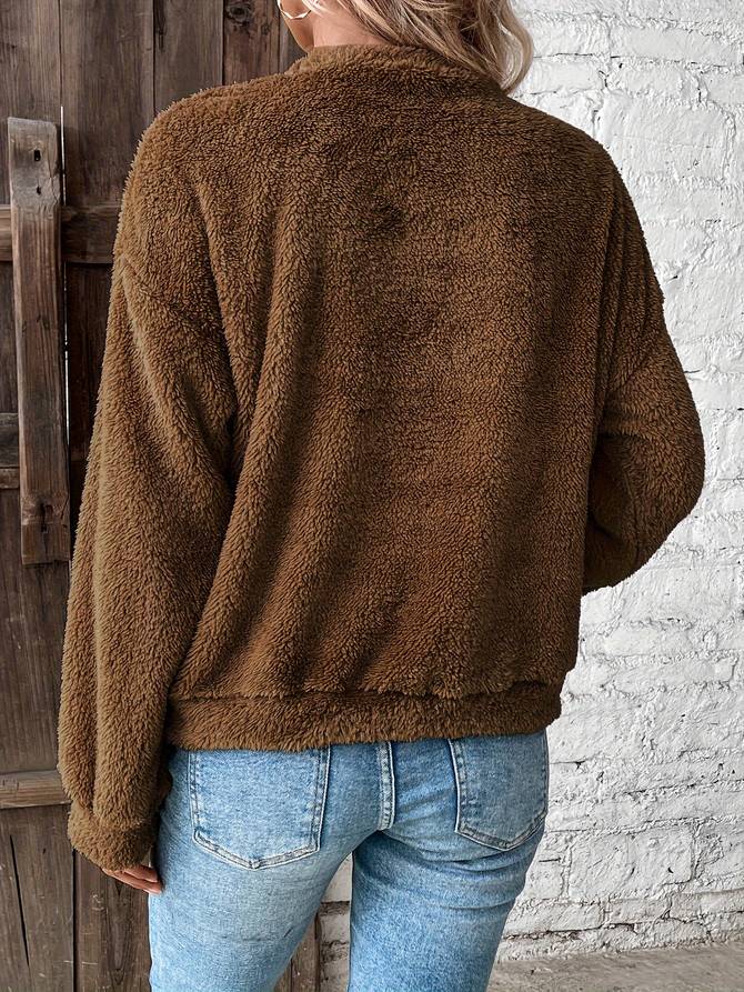 PEGGY | Teddy Fleece Sweater Met Relaxed Fit
