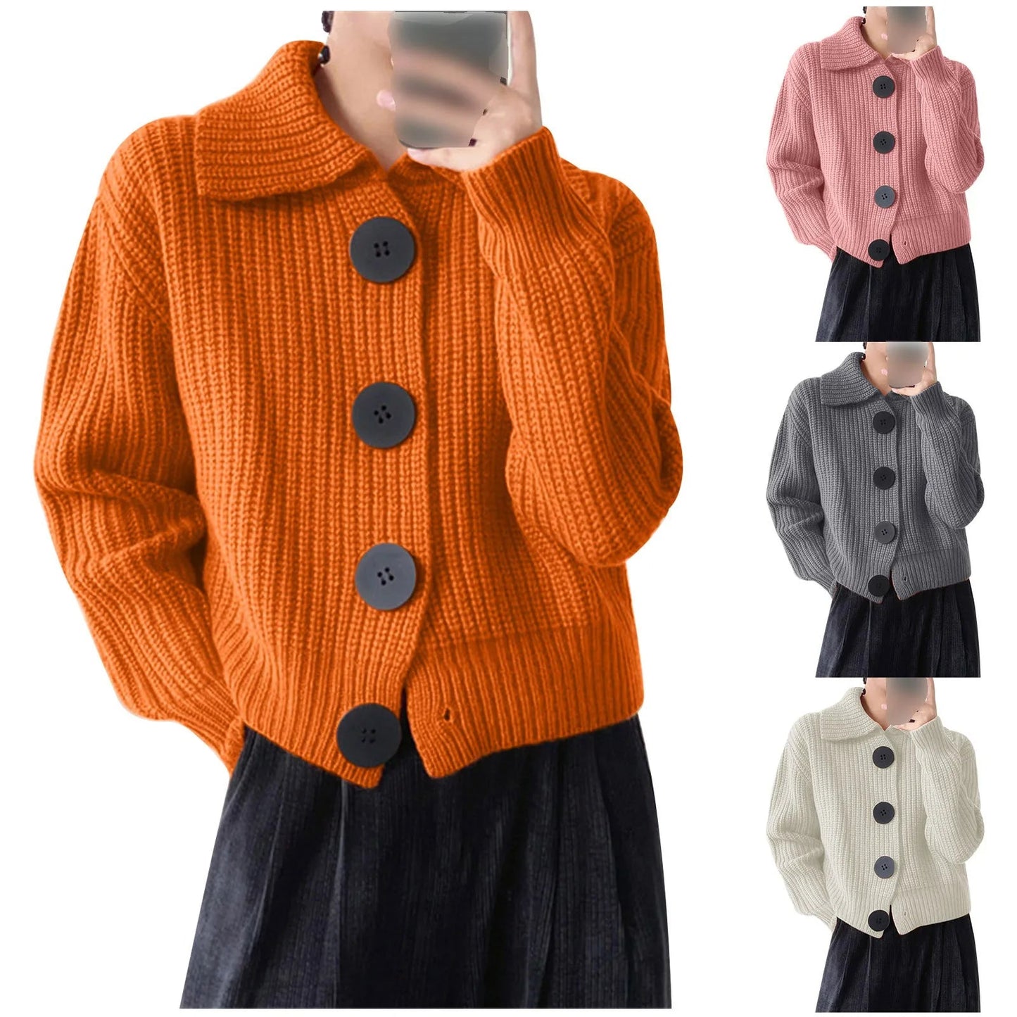 Amelia | Gebreide Cardigan met Statement Knopen