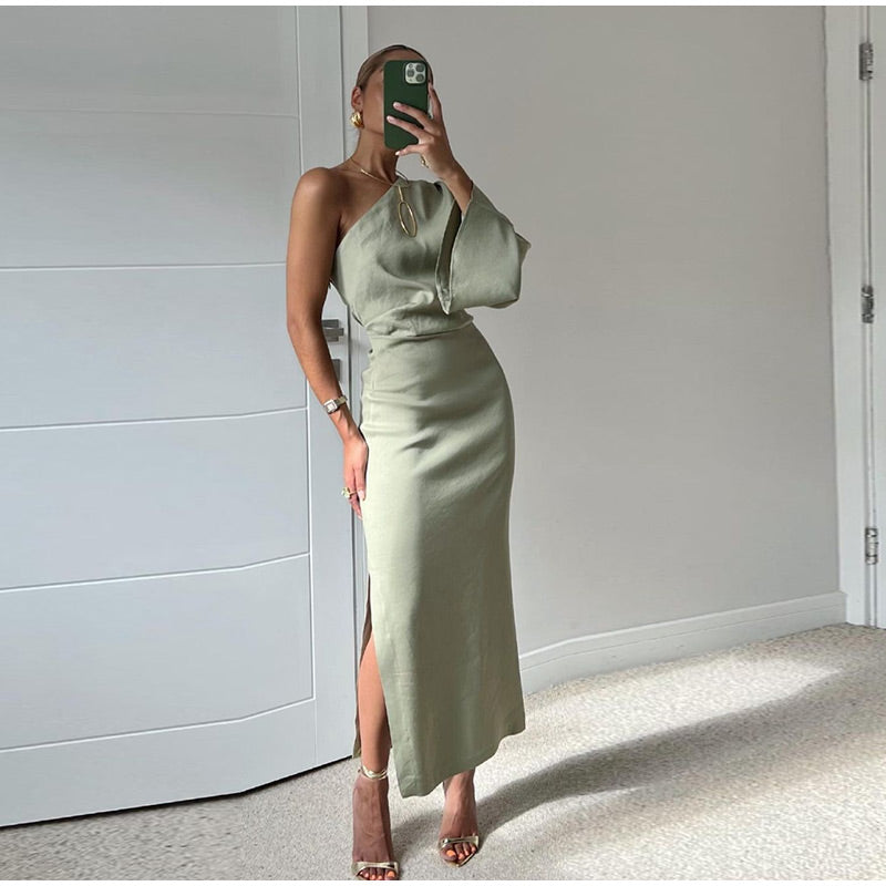 Celeste | Chic Asymmetrisch Linnen Jurk voor Dames