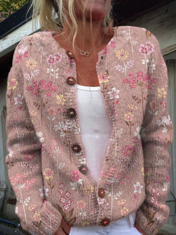 Zoey | Warme Gebreid Dames Vest Met Bloemenprint