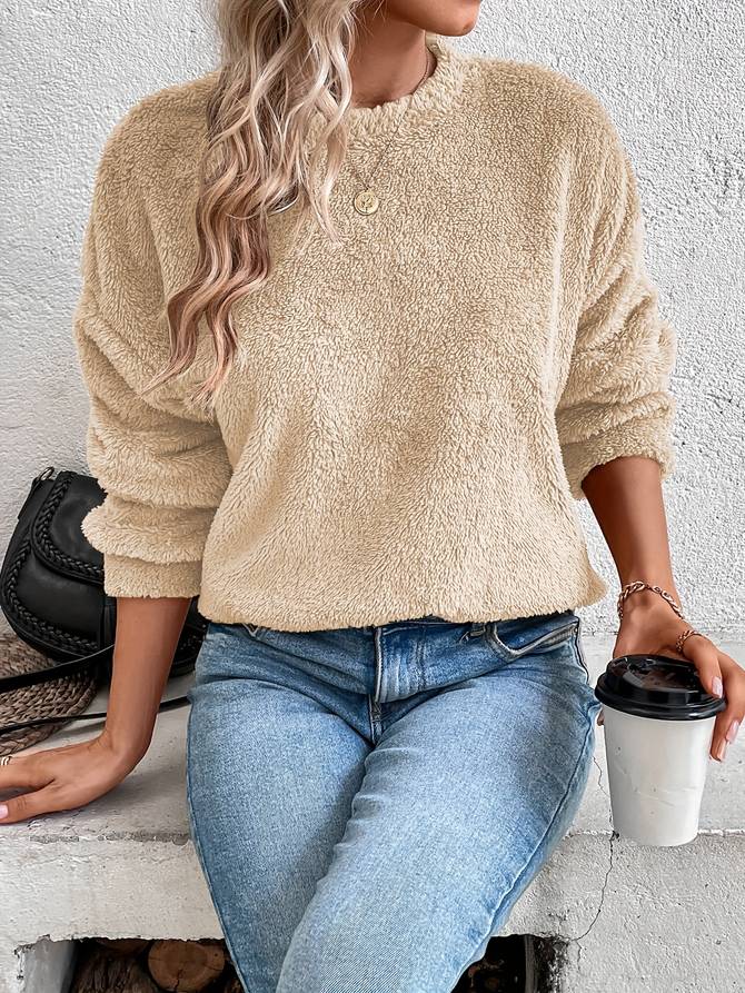 PEGGY | Teddy Fleece Sweater Met Relaxed Fit